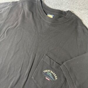 Vintage Tommy‎ Bahama Relax Black Pocket Tee L Canada Made Fish Logo 90s Y2K